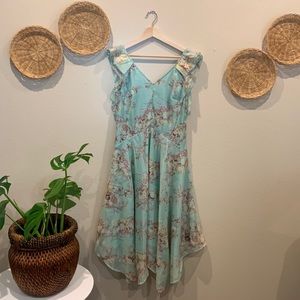 eShakti pastel green floral/vine dress